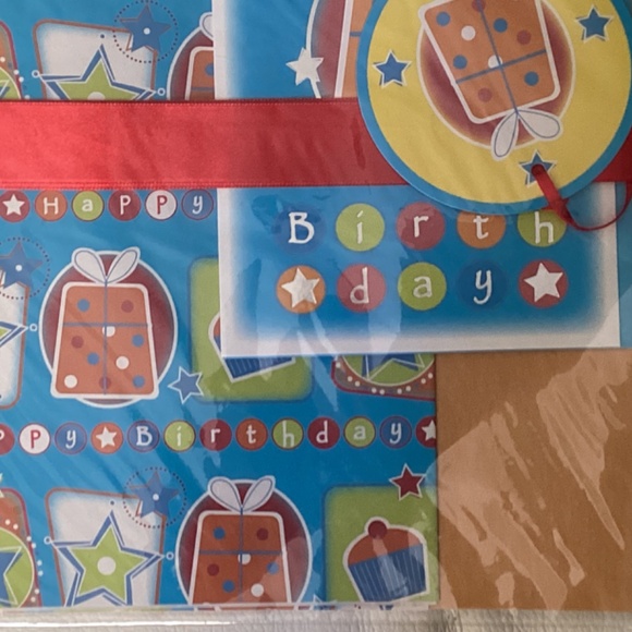 Birthday GiftWrap + Card Tissue Ribbon +Tag COMPLETE MATCHING SET Girl Boy Adult - Picture 8 of 8